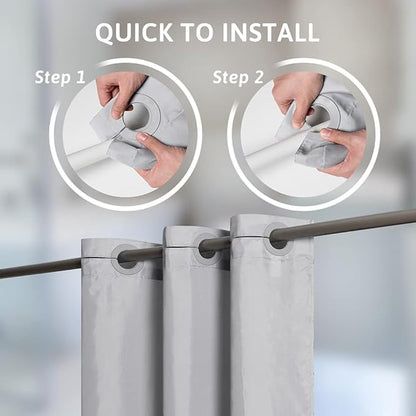 Furlinic No Hook Extra Wide Shower Curtain,Polyester Fabric Shower Curtain Liner with 14 Plastic Split Grommets,Hotel Style Machine Washable & Waterproof Curtains for Bathroom,Light Grey 108x72 Inch