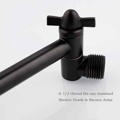 Adjustable Shower Extension Arm, 10 Inch Brass Oil Rubbed Bronze Shower Arm Extension for Shower Head, Universal Shower Extension for Fixed Shower Head