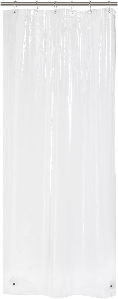 AmazerBath Small Shower Curtain Liner, 36x72 Stall Plastic Clear Shower Curtain Liner, PEVA Cute Narrow Shower Liner, Stand Up Shower Curtain Liners with 2 Magnets and 6 Rustproof Grommet Holes