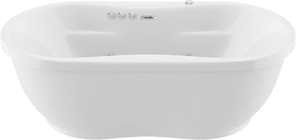 ANZZI Freestanding Tub 36" x 71", Whirlpool and Air Bath Tub in White, Aromatherapy, Whirpool Jetted, 6 ft., Lori Series (FT-AZ102)