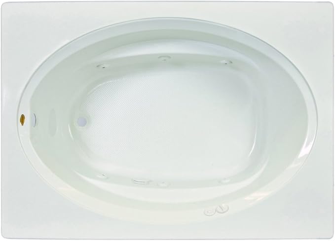 Jacuzzi SIGNATURE Acrylic Drop-In Bathtub, Heated Jet Massage Tub, Slip Resistant, Right Drain Placement, 60" (L) x 42" (W), Oval In Rectangle, White