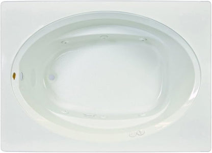 Jacuzzi SIGNATURE Acrylic Drop-In Bathtub, Jet Massage Tub, Slip Resistant, Right Drain Placement, 60" (L) x 42" (W), Oval In Rectangle, Oyster