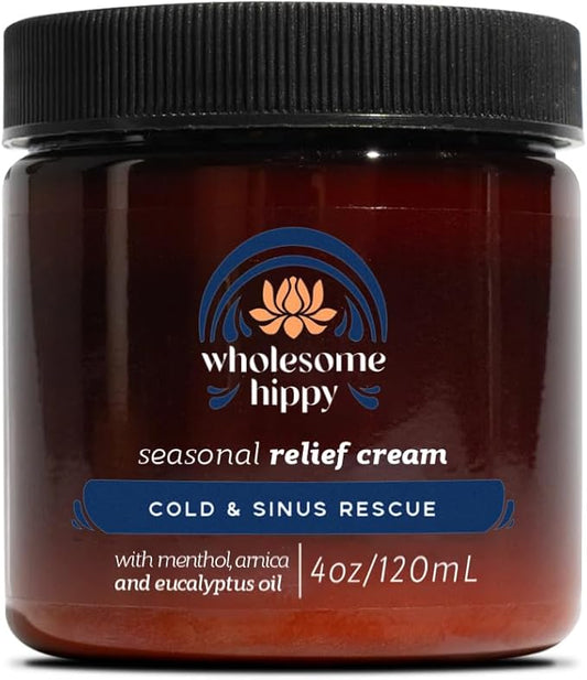Wholesome Hippy Menthol & Eucalyptus Comfort Balm – Natural Aromatherapy Chest & Body Rub with Shea, Cocoa & Mango Butters, Peppermint & Spearmint Oils – 4oz
