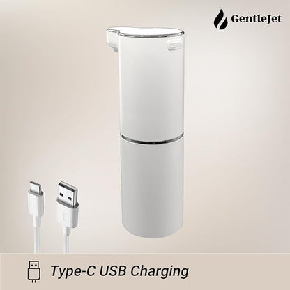 JetFoam Automatic Foam Soap Dispenser - Touchless Electric Soap Dispenser, USB-C Rechargeable, Adjustable Foam Levels, 10 oz Countertop Hands-Free Soap Pump for Bathroom & Kitchen (White)