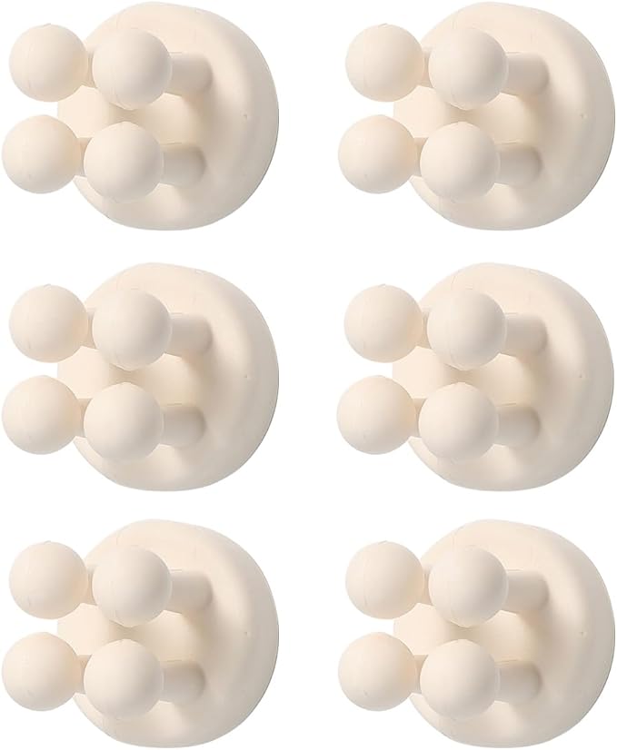 Silicone Toothbrush Holders for Bathrooms - 6 Pcs White Wall Mounted Shower Razor Holder