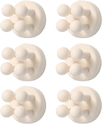 Silicone Toothbrush Holders for Bathrooms - 6 Pcs White Wall Mounted Shower Razor Holder