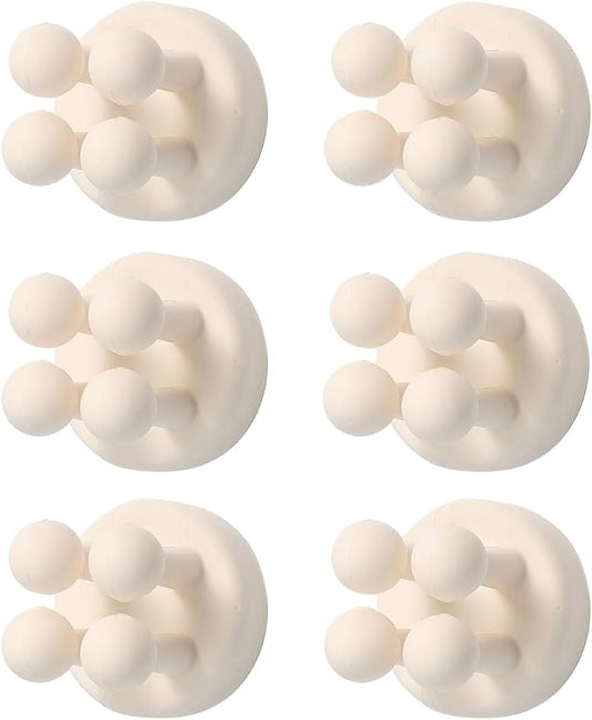 Silicone Toothbrush Holders for Bathrooms - 6 Pcs White Wall Mounted Shower Razor Holder