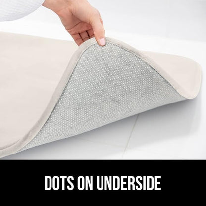 GORILLA GRIP Memory Foam Bath Mat, Soft Absorbent Velvet Bathroom Mats, Durable Dots on Underside, Machine Washable Bathmat, Carpet Rug Room Decor for Shower Tub Floor RV, 42x24 Rugs, Cream