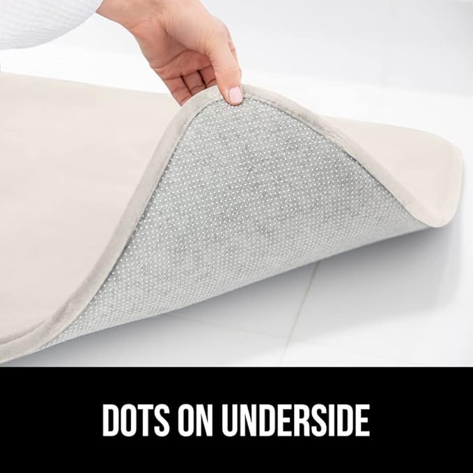 GORILLA GRIP Memory Foam Bath Mat, Soft Absorbent Velvet Bathroom Mats, Durable Dots on Underside, Machine Washable Bathmat, Carpet Rug Room Decor for Shower Tub Floor RV, 30x20 Rugs, Cream
