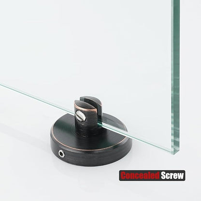 JQK Bathroom Glass Shelf Oil Rubbed Bronze, Tempered Glass Shower Storage 8 by 5 inches, 304 Stainless Steel ORB Wall Mount, TGS101L8-ORB