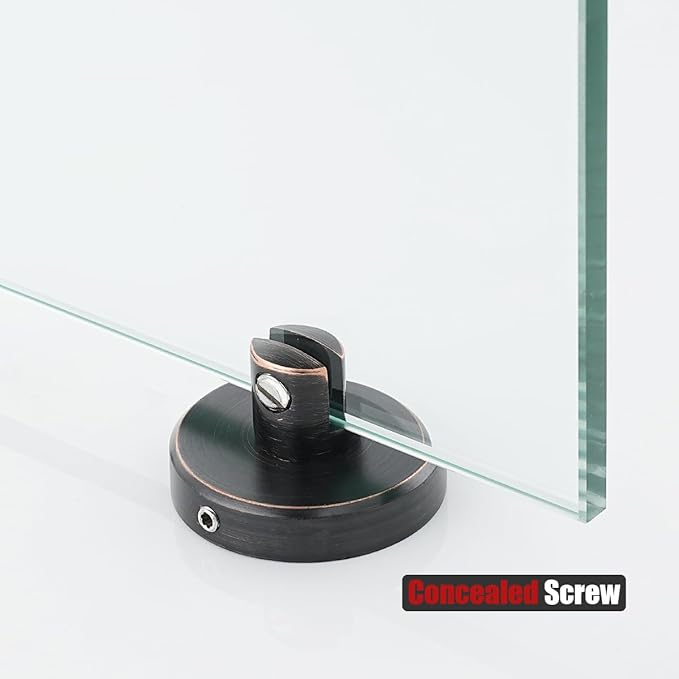 JQK Bathroom Glass Shelf Oil Rubbed Bronze, Tempered Glass Shower Storage 8 by 5 inches, 304 Stainless Steel ORB Wall Mount 2 Pack, TGS101L8-ORB-P2