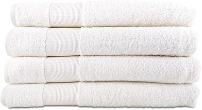 Hencely Premium Bath Towel Set of 4-28x58 Inches - High Absorbency, Quick Drying - 100% Soft Turkish Cotton Towels - Ideal for Home, Bathroom, Hotel, Spa, and Gym - White