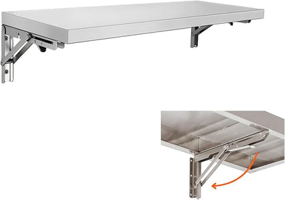 Folding Concession Shelf 36" x 12", Stainless Steel Drop Down Folding Serving Food Shelves, Heavy Duty Foldable Wall Mount Shelving Rack for Concession Windows, Kitchen, Garage, Restaurant