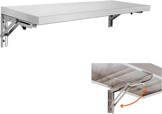 Folding Concession Shelf 36" x 12", Stainless Steel Drop Down Folding Serving Food Shelves, Heavy Duty Foldable Wall Mount Shelving Rack for Concession Windows, Kitchen, Garage, Restaurant