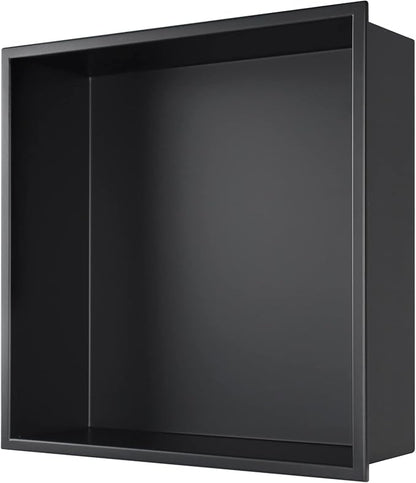 Stainless Steel Shower Niche 12" X 12" Matte Black No Tile Needed Niche Shower Recessed Wall Niches for Bathroom Storage Over Mount Installation