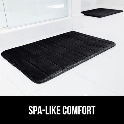 GORILLA GRIP Memory Foam Bath Mat, Soft Absorbent US Designed Bathroom Rug, Gripping Dots Machine Washable Bathmat, Cushioned Floor Mats, Shower Sink Rugs Room Décor Accessories, 60x24 Black