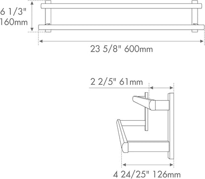 BAGNOLUX Double Towel Bar, SUS304 Towel Racks for Bathroom Wall Mounted 2-Tiers Ladder Towel Rails, Space Saving Bathroom Towel Holder Shelves Rack, Long Towel Hanger (24"-Square-Matte Black)