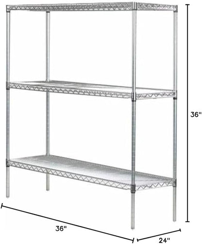 Omega 24" Deep x 36" Wide x 36" High 3 Tier Gray Starter Shelving Unit