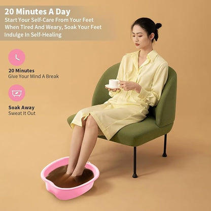 Foot Soaking Tub Large Size Foot Basin Sturdy Soaking Feet Bucket Massager Tub Exfoliation Callus Pedicure Foot Spa Bath Bucket for Women and Men (Pink)