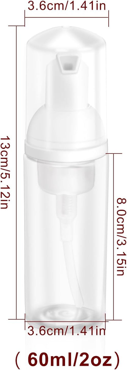 2oz Plastic Foam Pump Bottle, Empty Bottle Travel Foaming Dispenser for Hand Soap, Shampoo (2Pcs, 60ml)