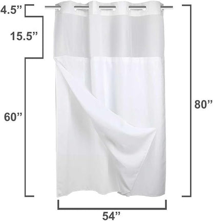 River Dream Stall Heavyweight No Hooks Required Dotted Waffle Weave Shower Curtain with Snap in Liner- 54W x 80H,Hotel Grade,Spa Like Bath Curtain,White