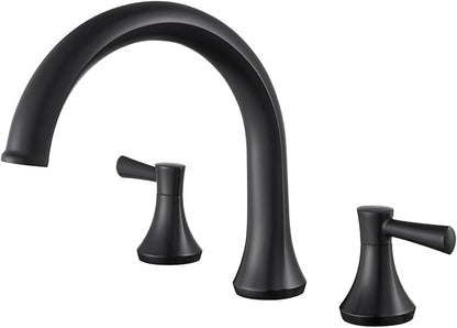 Roman Tub Faucet Deck Mount Tub Filler 2 Handles Black Bathtub Faucet Brass Bathroom Faucet