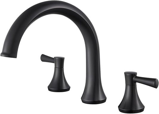 Roman Tub Faucet Deck Mount Tub Filler 2 Handles Black Bathtub Faucet Brass Bathroom Faucet