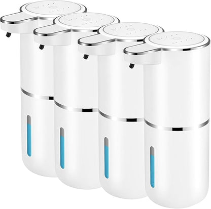 4 Pack Automatic Soap Dispensers,12.8oz/380ml USB Touchless Automatic Foaming Soap Dispenser,Rechargeabled Wall Mounted Smart Soap Dispenser for Bathroom Kitchen Dish Soap