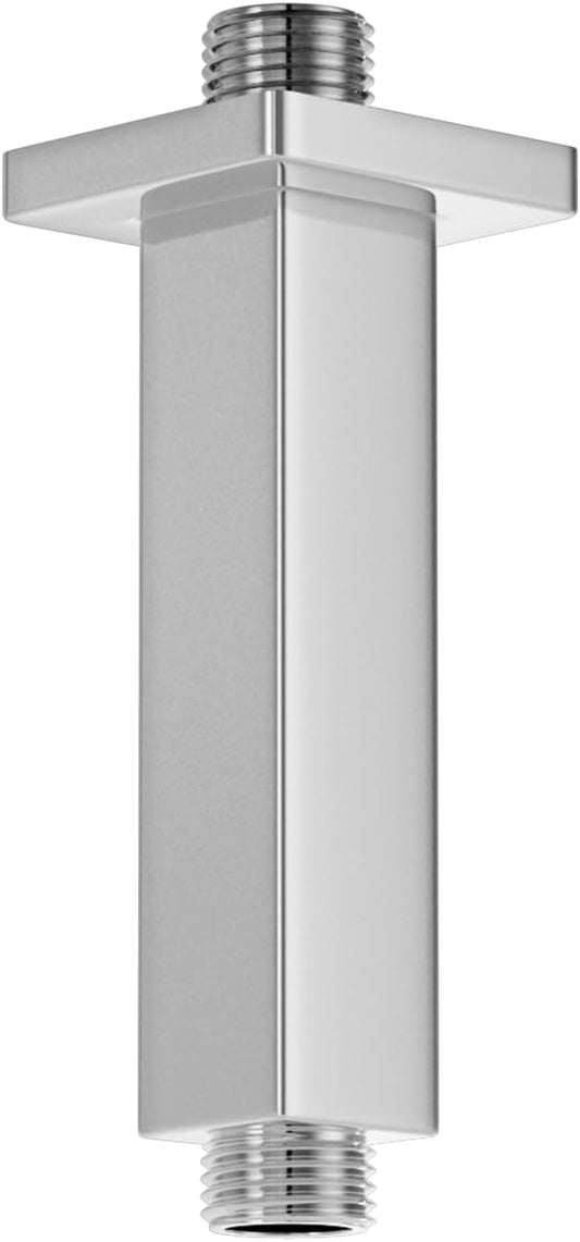 Chrome Shower Arm, 4 inch, Ceiling Mount Square Straight Shower Extension Arm with Flange
