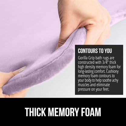 GORILLA GRIP Memory Foam Bath Mat, Soft Absorbent Velvet Bathroom Mats, Durable Dots on Underside, Machine Washable Bathmat, Carpet Rug Room Decor for Shower Tub Floor RV, 30x20 Rugs, Purple