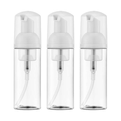 2oz Foam Pump Bottle (3PCS) Empty Travel Foaming Dispenser for Hand Soap, Lash Cleanser, Shampoo (60ml, Clear