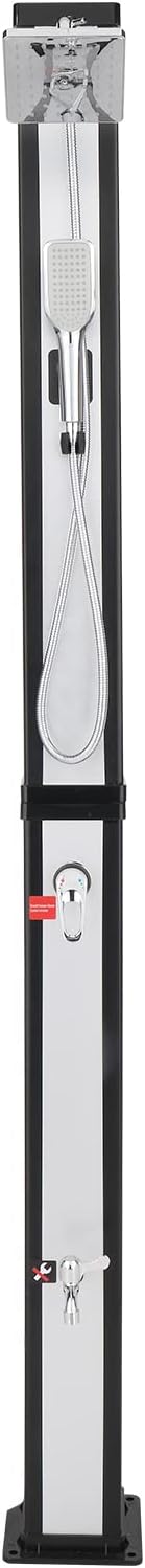 VINGLI Solar Heated Shower with Shower Head, Handhold/Foot Shower Tap for Outdoor Backyard Poolside Beach Pool Spa,Black (10.6 Gallon- Sliver&Black Surface)