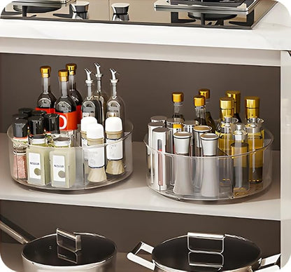 360° Rotating Makeup Organizer 11.5" Clear Turntable Lazy Susan Organizer for Vanity, Bathroom Counter, Pantry, Cabinet, Spinning Cosmetic Storage Holder with 5 Dividers for Skincare, Makeup Brushes