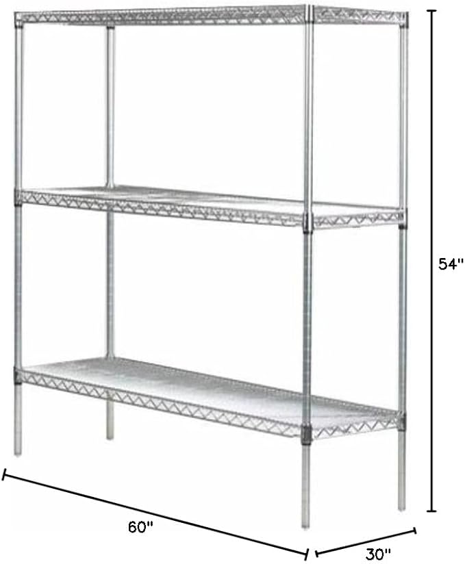 Omega 30" Deep x 60" Wide x 54" High 3 Tier Gray Starter Shelving Unit