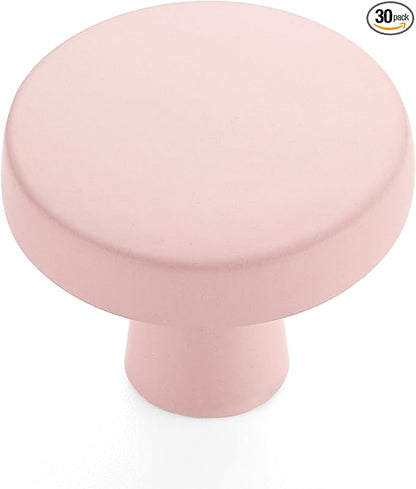 Ravinte 30 Pack Drawer Pulls 1-1/4 Inch Kitchen Cabinet Knobs Solid Round Dresser Drawer Knobs Pink Dresser Knobs Drawer Knobs Simple Cabinet Hardware for Cupboard Drawer Pulls