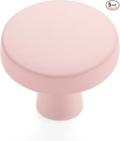 Ravinte 5 Pack Drawer Pulls 1-1/4 Inch Kitchen Cabinet Knobs Solid Round Dresser Drawer Knobs Pink Dresser Knobs Drawer Knobs Simple Cabinet Hardware for Cupboard Drawer Pulls