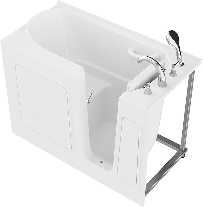 ANZZI Fast Drain Quick Fill Walk-In Right Drain Soaker Tub Chromatherapy LED Lights Acu-Stream Jets Aromatherapy | ADA-Compliant Safety Tub with Durable Gelcoat 53"x26"