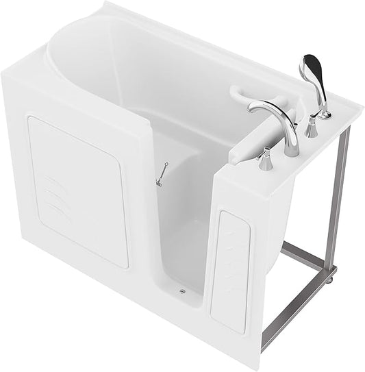 ANZZI Fast Drain Quick Fill Walk-In Right Drain Soaker Tub Chromatherapy LED Lights Acu-Stream Jets Aromatherapy | ADA-Compliant Safety Tub with Durable Gelcoat 53"x26"