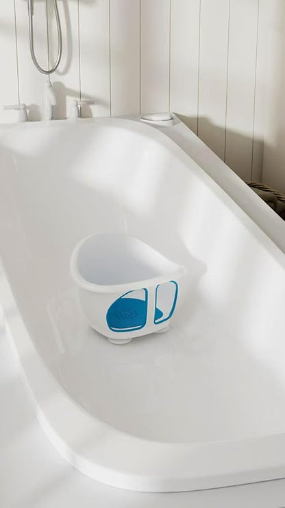 Baby Bath Seat with Non-Slip Suction Cups - Infant Bath Chair for 6-12 Months (Blue/White Design)