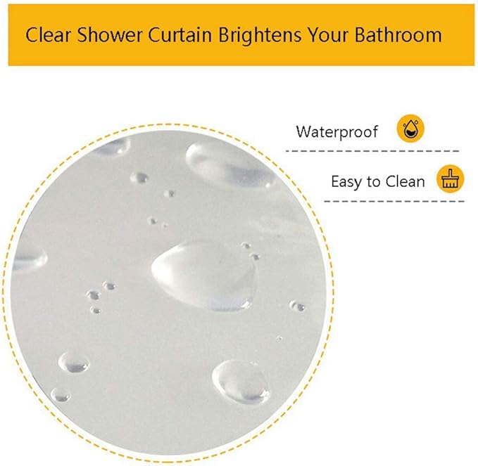 AooHome Eva Small 36x72 Inches Shower Liner, See Through Clear 8 Gauge Bathroom Curtain with Hooks, Bottom Magnets, Water Repellent, Heavy Duty, Rust Proof Grommets