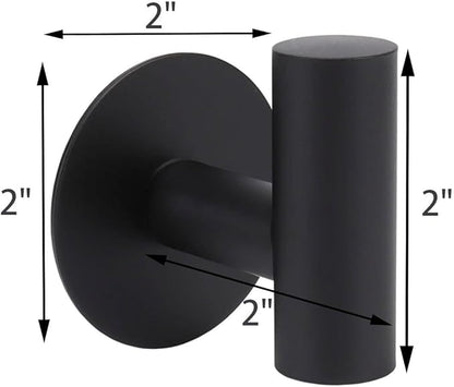 TocTen Bath Towel Hook, Strong Self Adhesive Robe Hook, SUS 304 Stainless Steel Stick on Wall Coat/Clothes Hook No Drilling, Shower Wall Hook for Bathroom Kitchen Office Closet(Matte Black, 3 Pack)