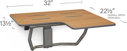 Seachrome 32" x 22.5” Teak Reversible Folding Transfer Tub/Shower Seat, ADA Compliant