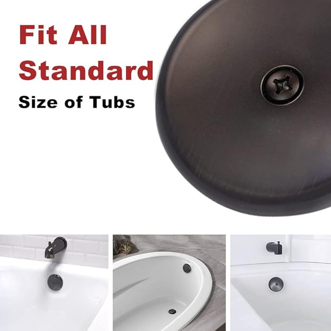 Single Hole Bathtub Drain Overflow Plate/Tub Overflow Drain Ccover with Three Matching Screws/Bathtub Overflow Drain Cover Includes an Adapter (Oil Rubbed Bronze)