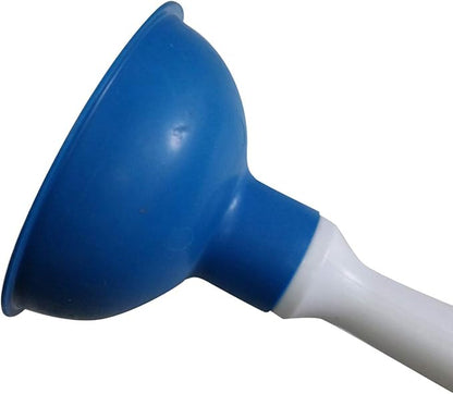 Coralpearl Drain Plunger, Small Hand Force Plumber Helper, Little 4 inch Cup Clog Remover, Tiny Rubber Unclogger in 9" Short Handle for Kitchen Sink, Bathroom Toilet, Shower Bath Tub (Blue)