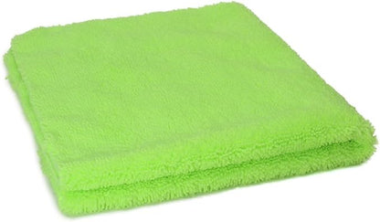 Autofiber [Elite] Edgeless Two-Pile Microfiber Detailing Towel (16"x16") Green - 10 Pack | All-Purpose Detail Rag | High-Pile, Low-Pile | Interior Towel