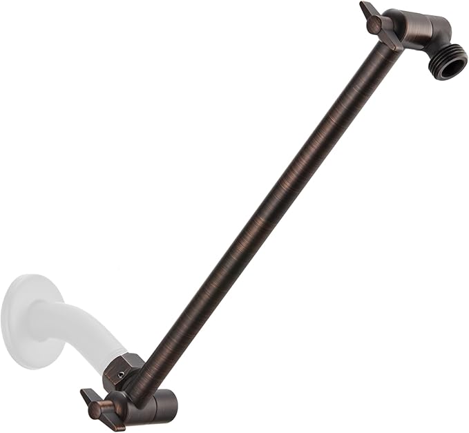 11 Inch Adjustable Shower Head Extension Arm With Locking Set Screw, Singing Rain Brass Angle Height Adjustable, Easy To Install, G1/2 Universal Connector Compatible (Oil Rubber Bronze)