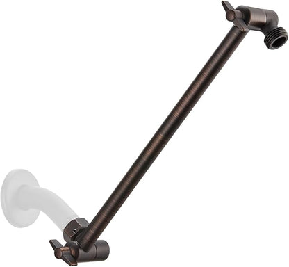11 Inch Adjustable Shower Head Extension Arm With Locking Set Screw, Singing Rain Brass Angle Height Adjustable, Easy To Install, G1/2 Universal Connector Compatible (Oil Rubber Bronze)