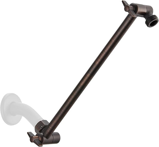 11 Inch Adjustable Shower Head Extension Arm With Locking Set Screw, Singing Rain Brass Angle Height Adjustable, Easy To Install, G1/2 Universal Connector Compatible (Oil Rubber Bronze)