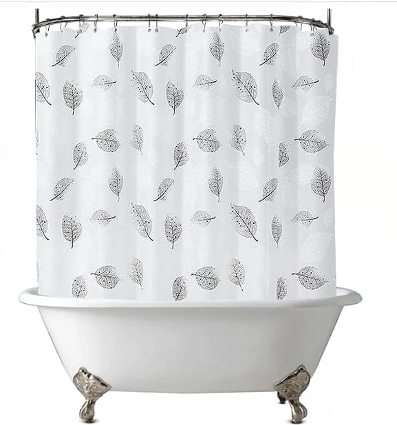 Shower Curtain Liner for Clawfoot Tub 180x70Inch Leaf Clear Heavy Duty with Magnet Bath Curtain for Clawfoot Tub All Warp Around Extra Wide 36 Metal Hooks Bathroom Durable Waterproof Liner,Leaf