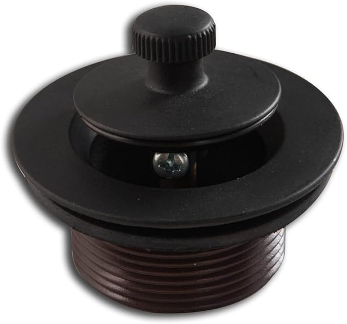 Lift and Turn Bathtub Drain Stopper with ABS Plastic Bushing, Fits in 1-1/2 Inch or 1-3/8 Inch Inner Bathtub Shoe, Easy to Install, Matte Black
